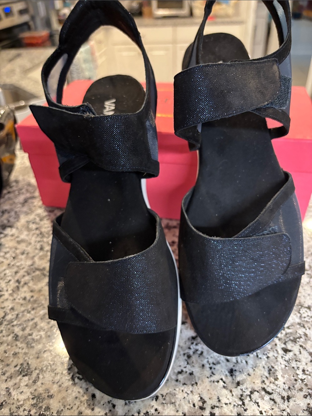 Women's Black Adjustable Strap Comfort Sandals